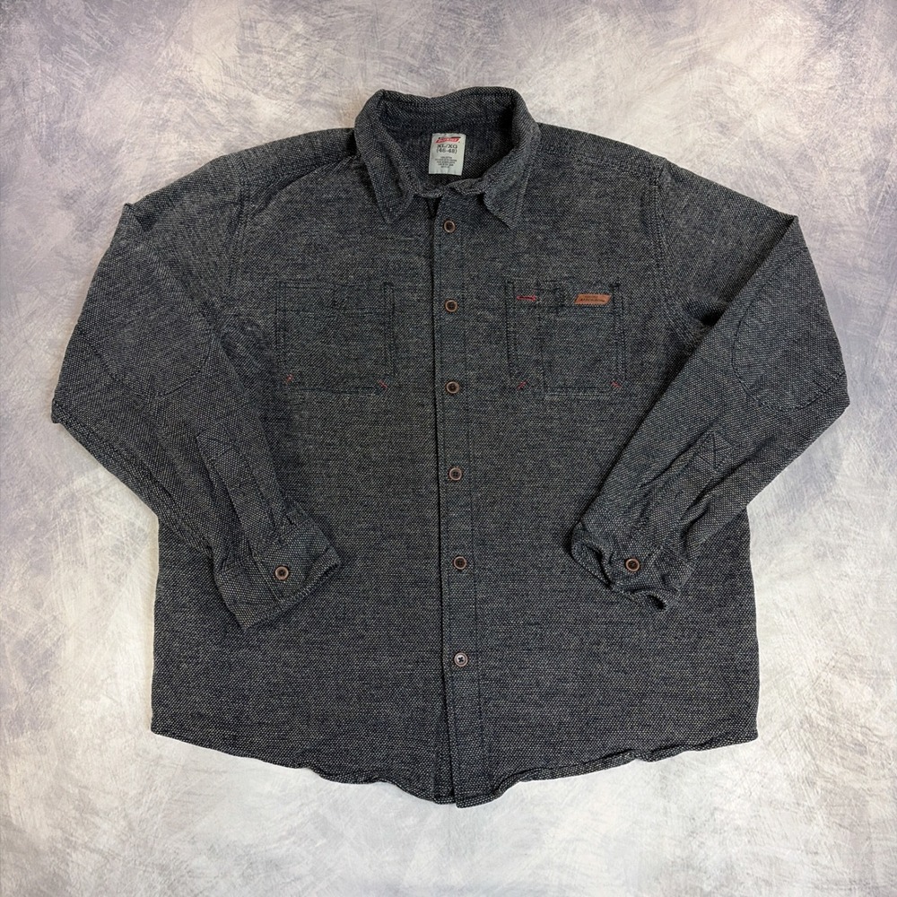 Genuine Dickies Button Down Shirt Mens XL Gray Long Sleeve Textured Workwear